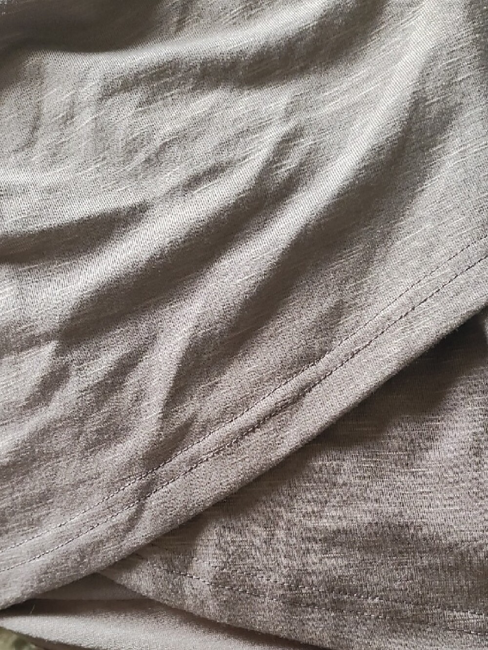 Ruched Long-Sleeve Olive Dress with Overlap Hem - Picture 11 of 13